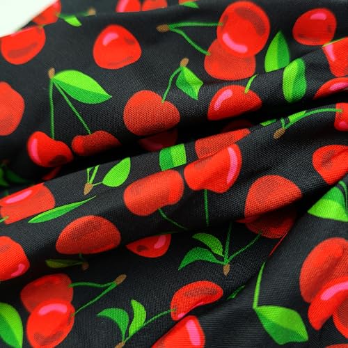 Cherry Hair Bow Clip for Women Red Cherry Large Bowknot Hairpins Long Ribbon Ponytail Holder Cute Fruit Barrettes Decoration Accessories (Black)