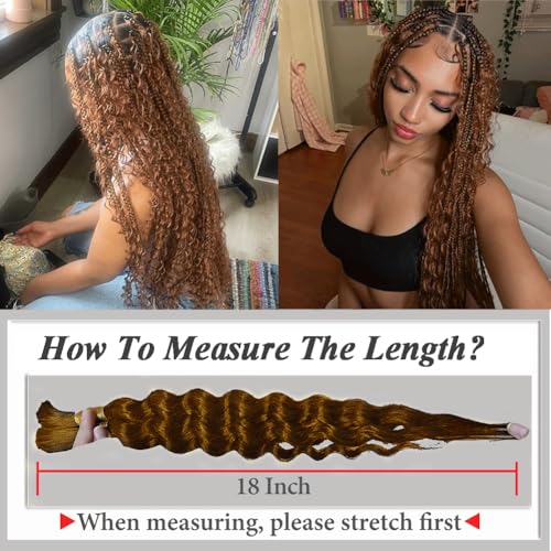 Human Hair Braiding Hair 18 Inch 100g/2Bundles Auburn Ginger Deep Wave Bulk Human Hair For Braiding 12A Curly Human Hair Extensions For Braids No Weft Knotless Human Braiding Hair