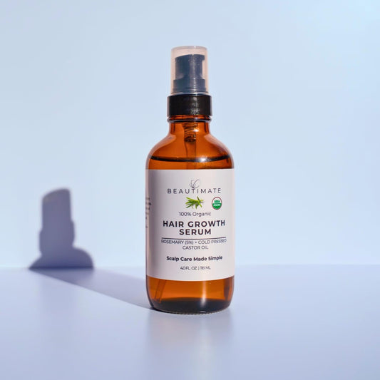 beautimate USDA Organic Rosemary Hair Growth Serum – 5% Rosemary & Castor Oil Blend for Thicker, Fuller Hair – Natural Scalp Treatment for Thinning Hair – Made in USA, Vegan, Cruelty-Free, Jumbo 4oz