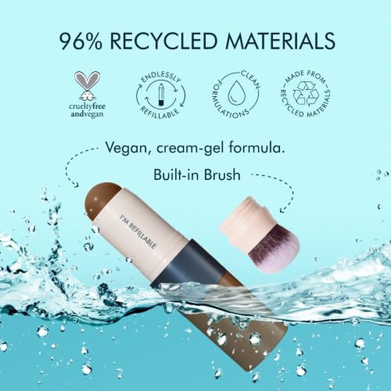 Trestique Bronzer Stick - Refillable Contour Makeup with Blending Brush | Sustainable Cream Bronzer