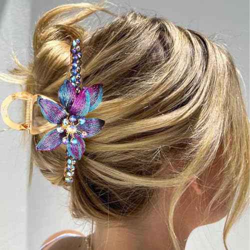 BARTOSI Gold Hair Claw Clips Copper Wire Flower Hair Clips Metal Claw Clips for Thick Hair Hair Accessories for Women