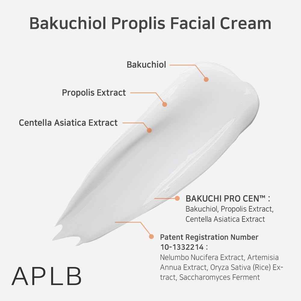 APLB Bakuchiol Propolis Facial Cream | BAKUCHI PRO CEN™ 24.2% 1.86 FL.OZ/Korean Skincare, Wrinkle care, Deep hydration, Revitalize for gentle and improve skin texture