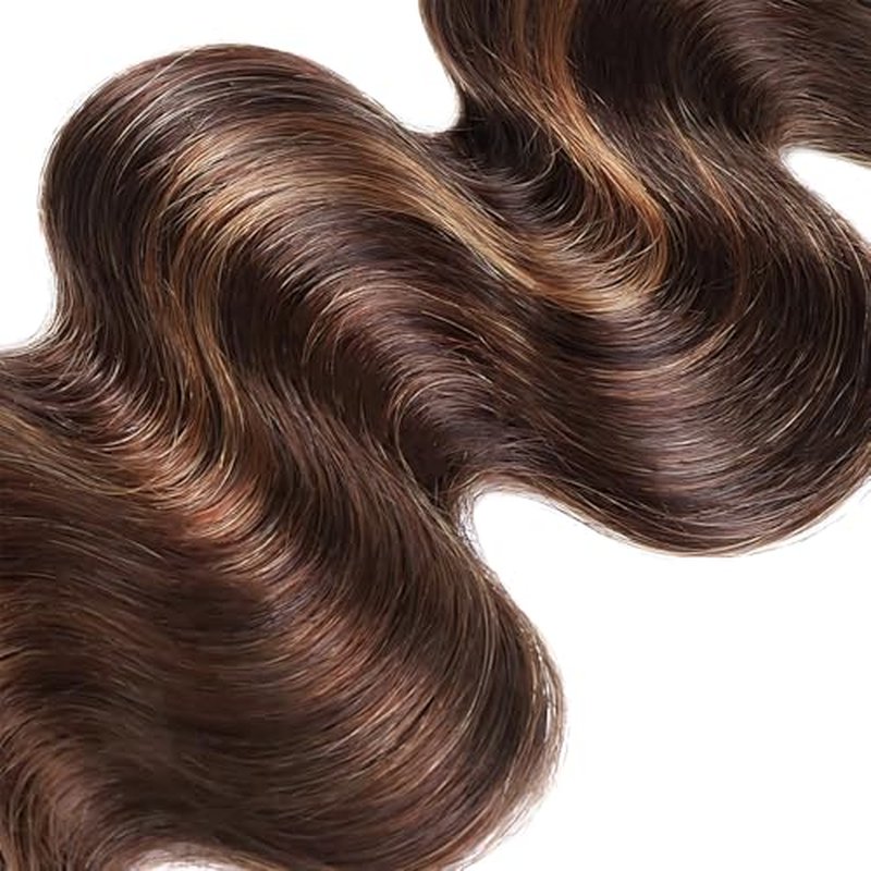 Brown Human Hair Bundles P430 Two Tone Chocolate Brown Body Wave Bundles 26 28 30 Inch Unprocessed Brazilian Virgin Remy Double Weft Weave Hair Extensions Healthy and Soft Highlight Bundle