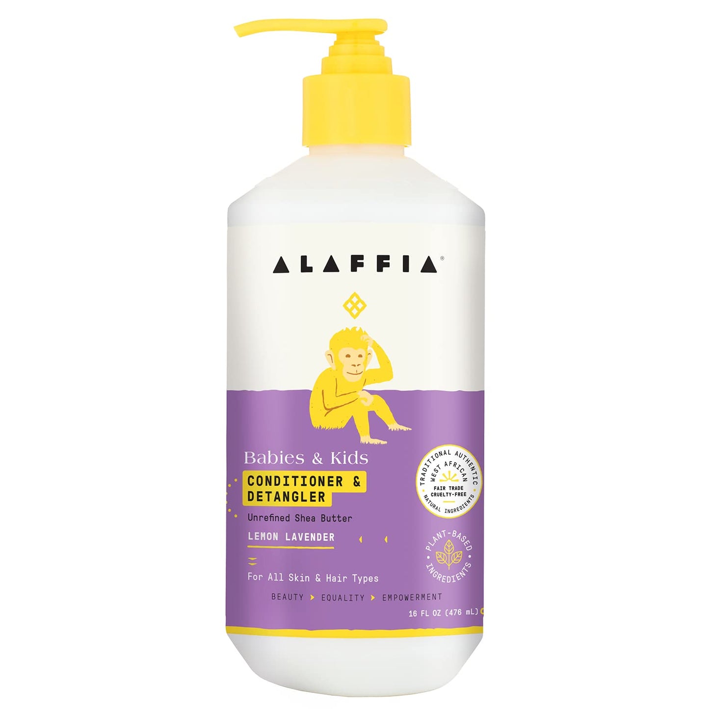 Alaffia Kids Conditioner & Detangler, Lemon Lavender – Moisturizing Shea Butter Hair Conditioner for Children, 16 Oz