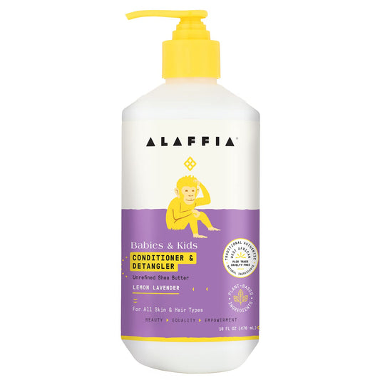 Alaffia Kids Conditioner & Detangler, Lemon Lavender – Moisturizing Shea Butter Hair Conditioner for Children, 16 Oz