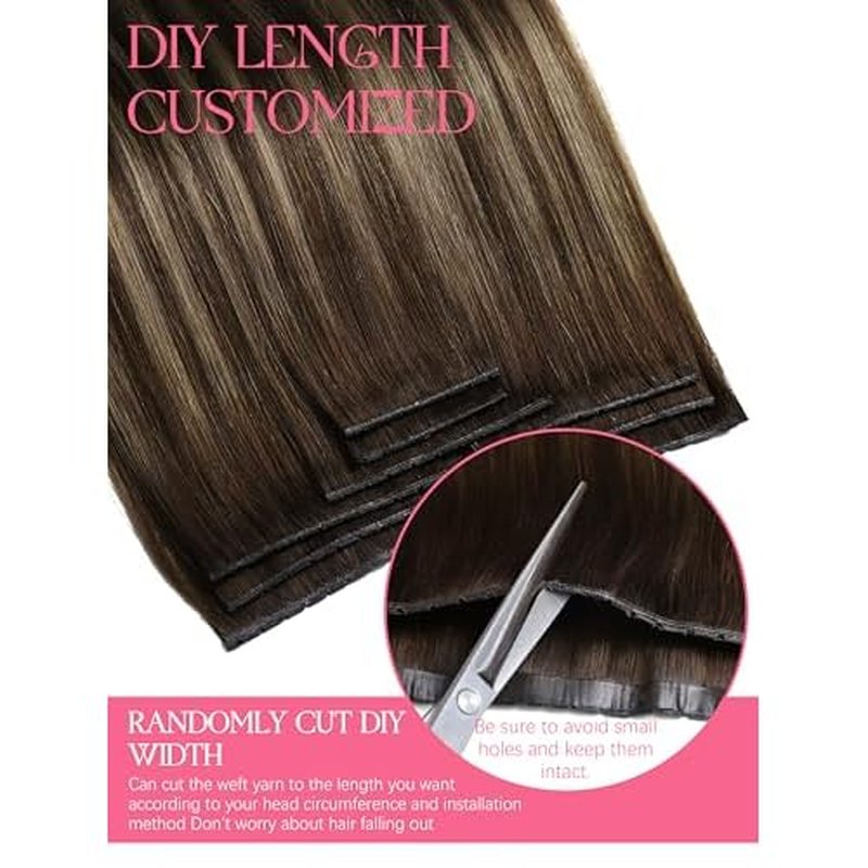 Lacer 20 Inch Brown Double Invisible OVO Remy Hair Extensions Butterfly Weft Human Hair Chestnut Brown Mixed Dark Brown With Dark Brown Roots Sew In Hair Extensions Glueless 100G 31.5"