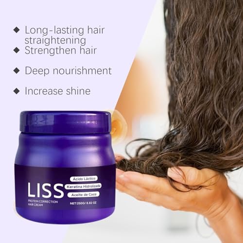 Liss Alisado, Liss Hair Straightening Cream 8.82 OZ, Protein Hair Cream, Professional Smoothing Treatment for Silky, Frizz-Free Hair