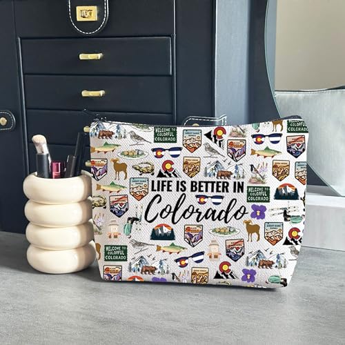 WCGXKO Colorado Travel Trip Gift Life Is Better In Colorado Makeup Bag Colorado Vacation Souvenirs (Better In Colorado)
