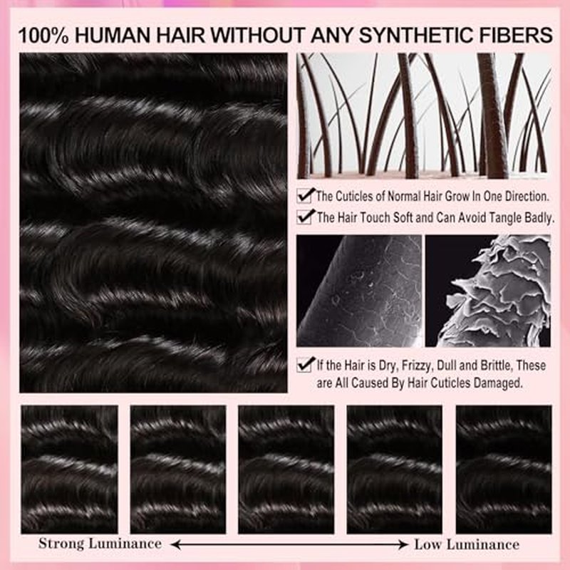 12A Grade Brazilian Virgin Loose Wave Hair 3 Bundles 18" 20" 22" 300g 100% Unprocessed Virgin Brazilian Remy Loose Deep Wave Human Hair Weave Bundles for Black Women Natural Color