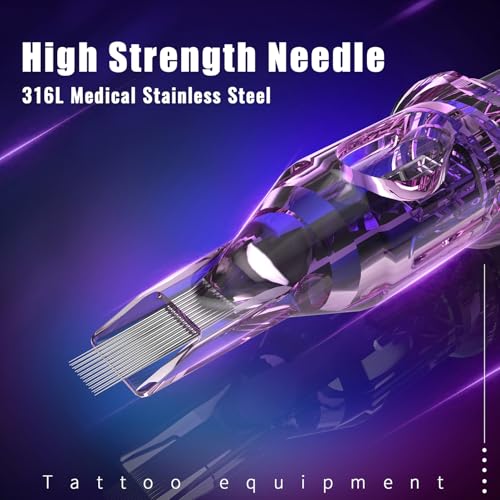 Tattoo Needles 10pcs Assorted Standard Size 9RL Disposable Tattoo Cartridge Needles with Membrane Round Liner Cartridges for Rotary Tattoo Pen Machine Gun Tattoo Supplies