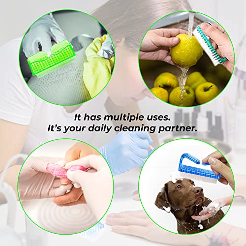 4 Pcs Nail Brush for daily Use - 4 Different Kinds of Fingernail brush with Plastic Handle Nail brush for cleaning Fingernails - Easy to use Nail Scrub brush - Nail Cleaner Nail brushes for Hands Feet