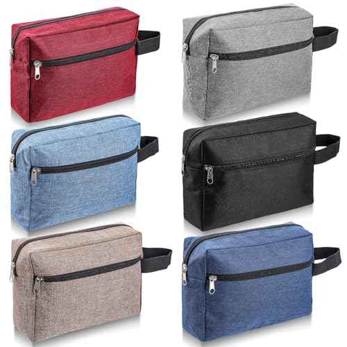 6 PCS Travel Toiletry Bag for Women and Men, Travel Pouch, Large Shaving Bag, Portable Grooming Bag, Foldable Storage Bags with Handle for Cosmetics Toiletries Tools, 6 Colors