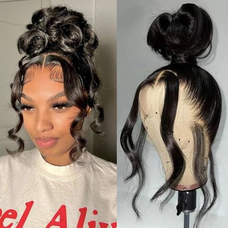 Body Wave Lace Front Wigs Human Hair Invisible Strap 360 HD Lace Front Wigs Human Hair Pre Plucked Drawstring 360 Lace Frontal Wig 180 Density Glueless Wigs Human Hair for Women 20 Inch