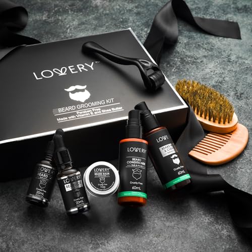 Christmas Gifts for Men Beard Grooming Kit, Gifts for Dad, Holiday Gift Beard Kit Set with Beard Oil, Balm, Wash, Brush, Comb & More, Mens Gifts for Him, Birthday Boyfriend Husband Man