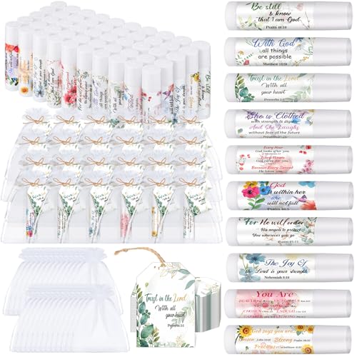20 Set Christian Religious Gift Bulk Lip Balms for Women Men Christian Religious Church Party Favors Bulk Bible Verse Lip Balm with Scripture Inspirational Gift for Coworkers Staff Employee