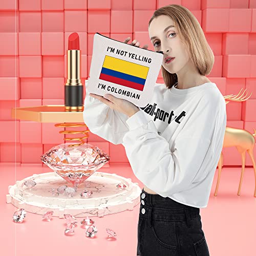 LEVLO Funny Colombia Flag Cosmetic Bags Souvenirs I'm Not Yelling I'm Colombian Makeup Bags Colombian Root Flag Gifts (I'm Colombian)