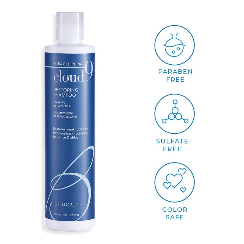 Brocato Cloud 9 Restoring Shampoo, 10 Fl Oz | Miracle Repair, Moisturizing, Hydrate, & Revitalizing Shampoo | For Weak, Dull, & Damaged Hair | Restore Resilience, Health & Shine