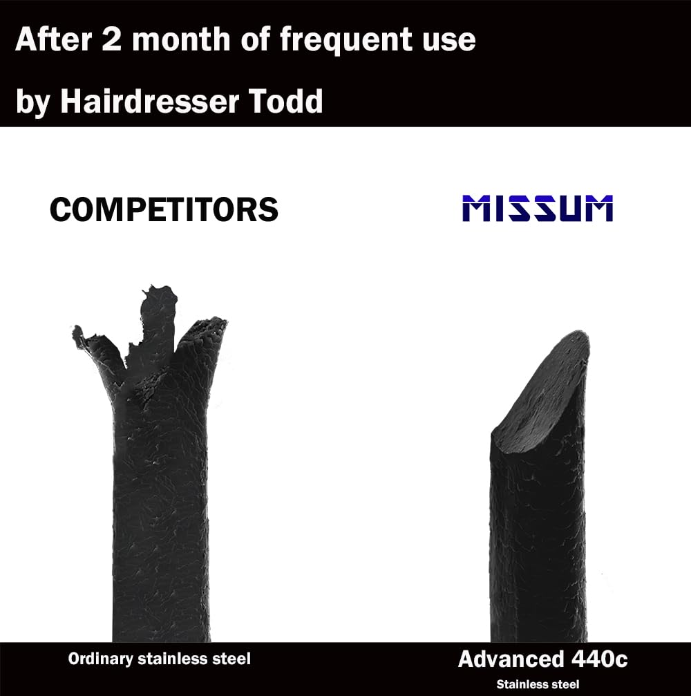 MISSUM 6.5" Professional Texturizing Scissors, Hair Thinning Shears for Precise Texturizing - Removes 50% Less Hair vs Standard, Japanese Stainless Steel Cutting Teeth Shears