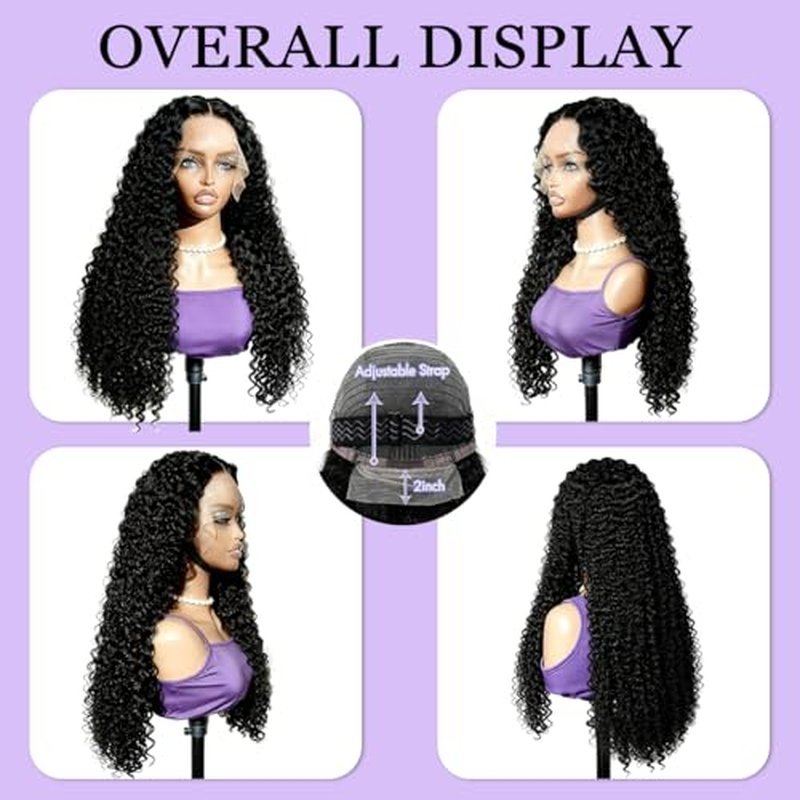 13x6 Lace Front Wigs Human Hair HD Lace Front Wigs 20 inch Curly Wave Glueless Wigs Human Hair Pre Plucked Pre Cut 280 Density 15A Curly Wave Natural Color Wigs for Black Women Triple Lifespan
