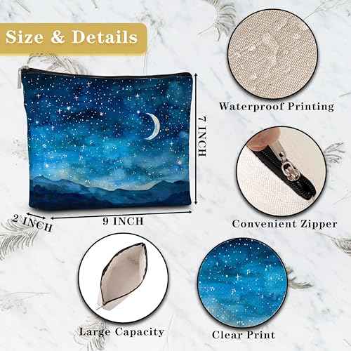GREOXG Night Starry Sky Makeup Bag, Small Travel Cosmetic Bag with Zipper, Cute Makeup Pouch Gift Ideas for Women Teen Girls Friends Mom Sisters Teacher Birthday Christmas Wedding Graduation-E26