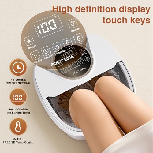 Electric Pedicure Foot Spa with Bubble and Heat,Collapsible Foot Soaking Tub with Remote Control,Pedicure Tools for Feet and Automatic Foot Massager,Foot Bath Soak Tub