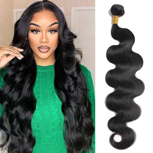 12A Body Wave Bundles Human Hair 20 Inch 1 Bundle 100% Unprocessed Brazilian Virgin Hair Quick Weave Single Body Wave Human Hair Real Raw Bundles Deals Hair Extensions Natural Black