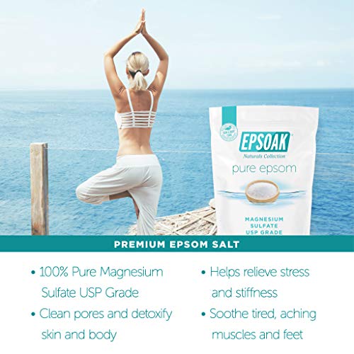Epsoak Epsom Salt 19 lb. Magnesium Sulfate USP, Resealable Epsom Salt Bulk Bags Unscented, Made in The USA, Cruelty-Free Certified