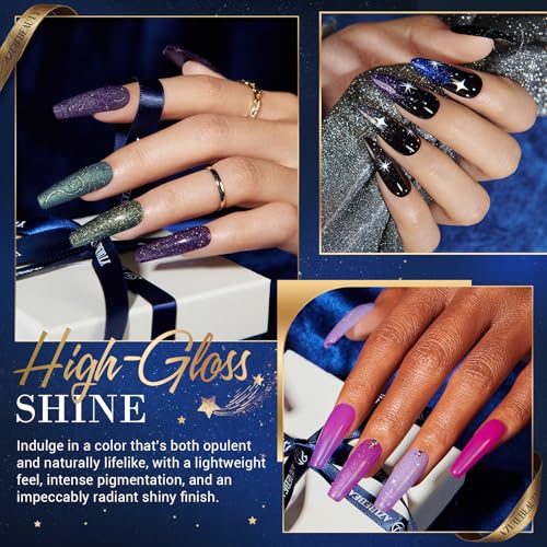 AZUREBEAUTY Dip Powder Nail Kit Starter Color Changing Glitter 20 Colors Magic Special Effect Dipping Powder Liquid Set with Base/Top Coat Activator for French Nails Manicure DIY Salon