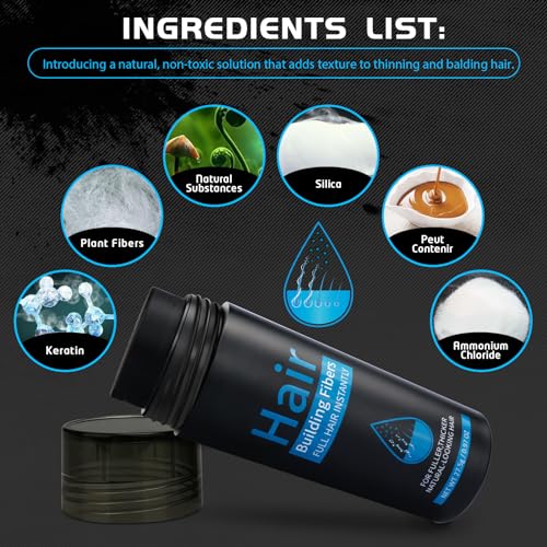 Hair Fibers Fill In Thinning Hair, Hair Powder Bald Spot Cover Up, Instantly Thicker & Fuller Look, Keratin Hair Building Fibers, for Women & Men (Medium Brown)