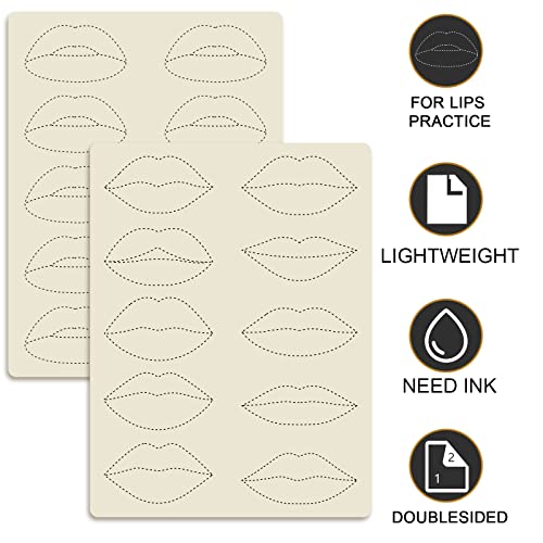 5pcs Lip Microblading Practice Skin for Tattoo Machine Double Sides Silicone Sheets to Practice Lip Permanent Makeup (5pcs)