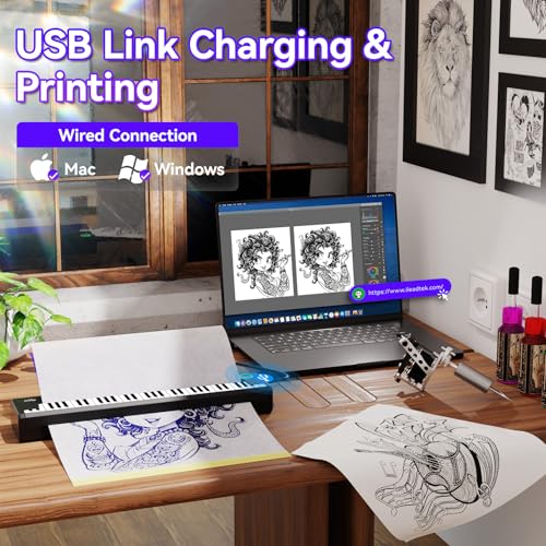 PeriPage Wireless Tattoo Stencil Printer ? Pino Compact Thermal Tattoo Machine with Inkless Technology, Compatible with Phone, Tablet & PC