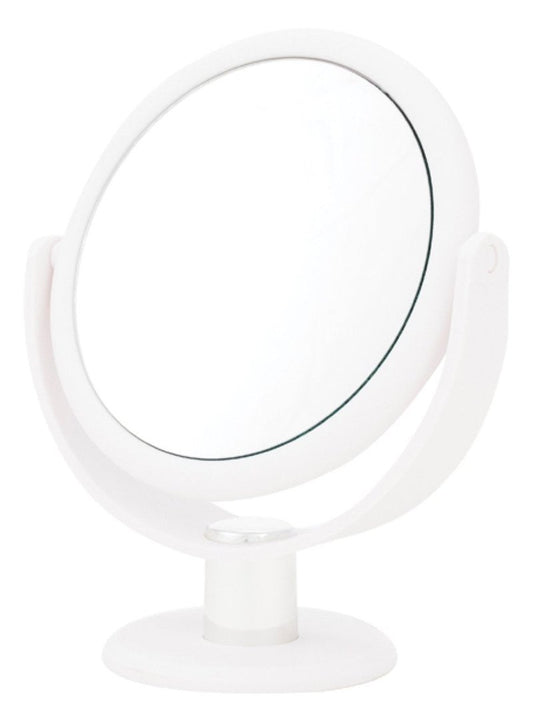 Danielle Creations 6.75-Inch Portable Two-Sided Vanity Round Vanity Makeup Mirror, No-Slip Soft Touch with 360 Rotation, 10x Magnification, White
