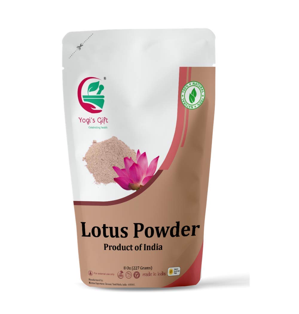 Yogi's Gift | Lotus Flower Powder | Nelumbo Nucifera | 8 oz (227 Grams) | 100% Pure & Natural Lotus Petals Powder for Hair & Skin | Ayurvedic Cosmetics