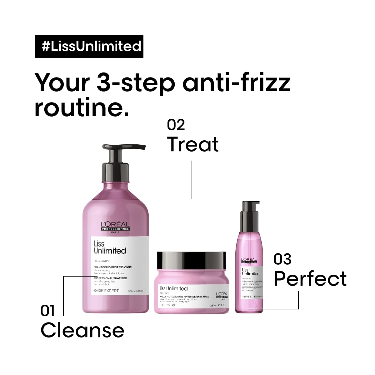 L'Oréal Professionnel Paris Liss Unlimited Mask - For Frizz-Prone Hair, Provides Long-Lasting Frizz and Humidity Protection, With Prokeratin