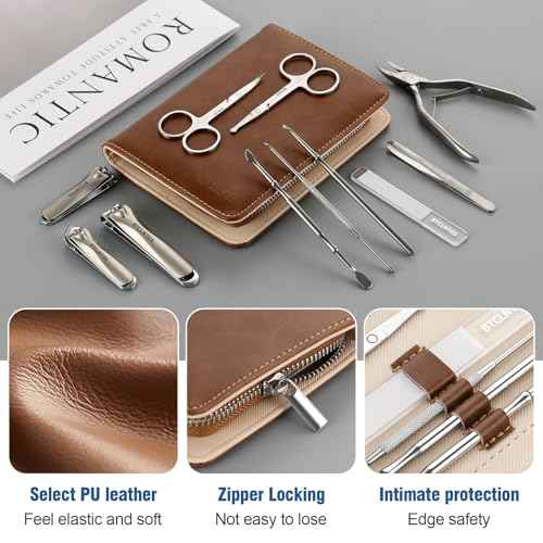 Stainless Steel Nail Clippers Toenail ingrown Clipper Set 16 in 1 Pedicure Personal Care Tool Thick toenail Nail File Acne Needle Blackhead Remover Acne Eyebrow Clipping Foot Skin