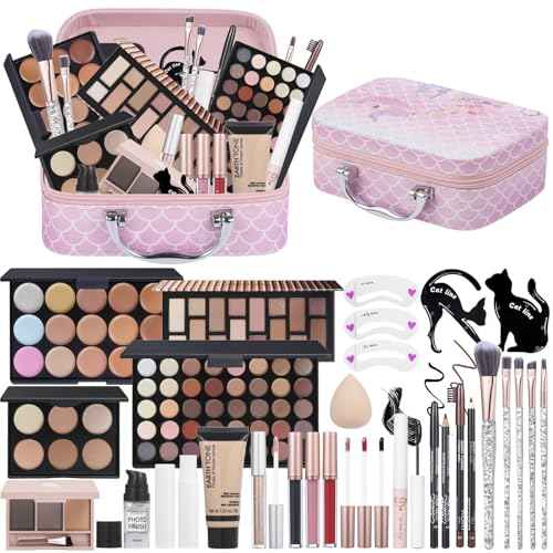 Travel Makeup Kit, Makeup Set For Teen Girls, Make up Gift Set For Women with Makeup Box, Eyeshadow Palettes, Foundation, Concealer, brushes set (Colors 40)