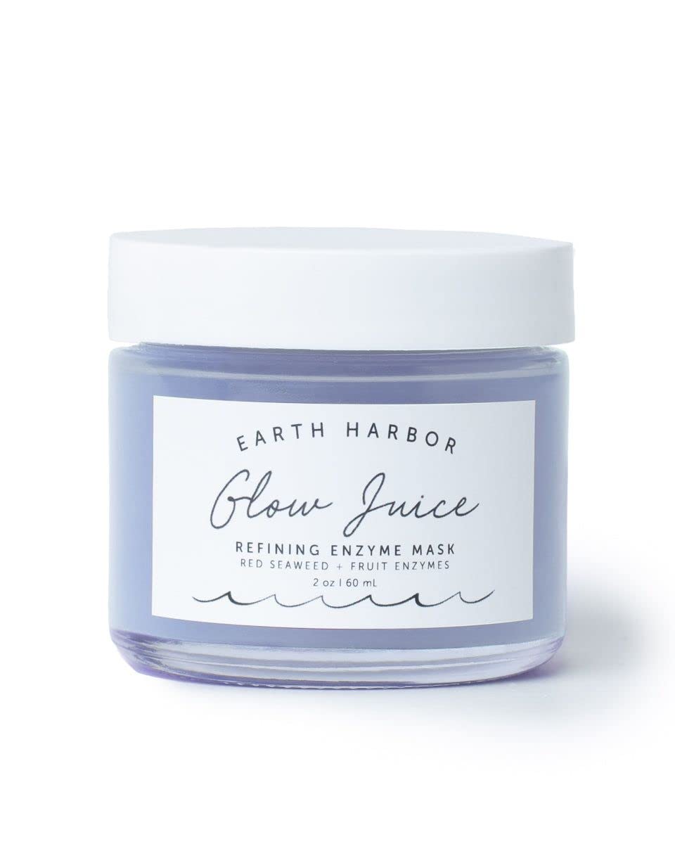 GLOW JUICE AHA/BHA Resurfacing Gel Mask, Refining Enzyme Spot Treatment Packed with Red Seaweed & Fruit Acids, Exfoliates Dull Oily Skin, Soothes Acne & Pores, 94% Organic, Vegan, Cruelty-Free, 2 oz