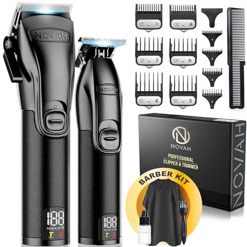 Novah¢ç Professional Hair Clippers for Men, Professional Barber Clippers and Trimmer Set, Mens Cordless Hair Clipper for Barbers Haircut Kit Fade