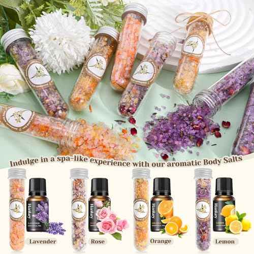 Bath Salts Making Kit- 31PCS DIY Bath Salts Making Kit, Make Your Own Sea Bath Salt, Relaxation Gifts for Women, Lavender, Rose, Body Care Spa Set, Organic Salt Scrubs Gifts for Women & Men