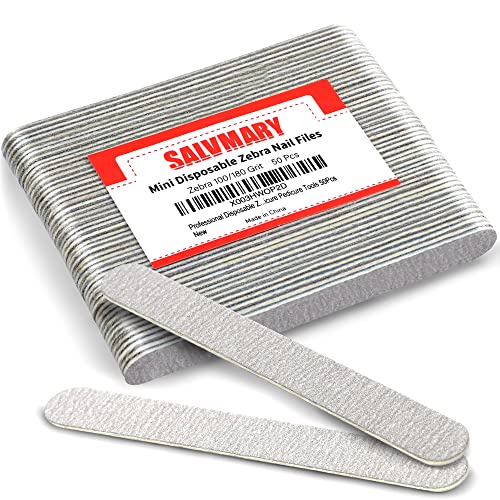 Professional Disposable Zebra Nail Files 100/180 Grit 5" Double Sided Emery Board Manicure Pedicure Tools 50Pcs