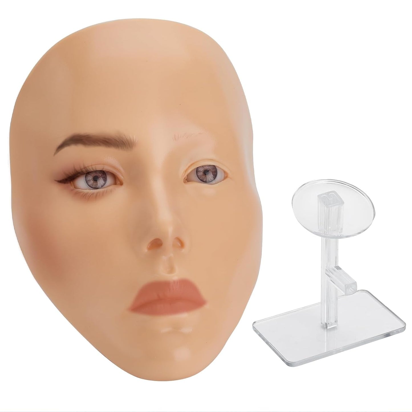 Silicone Makeup Practice Face Board - 5D Realistic Model for Beginners | Reusable Eyeshadow Training Tool