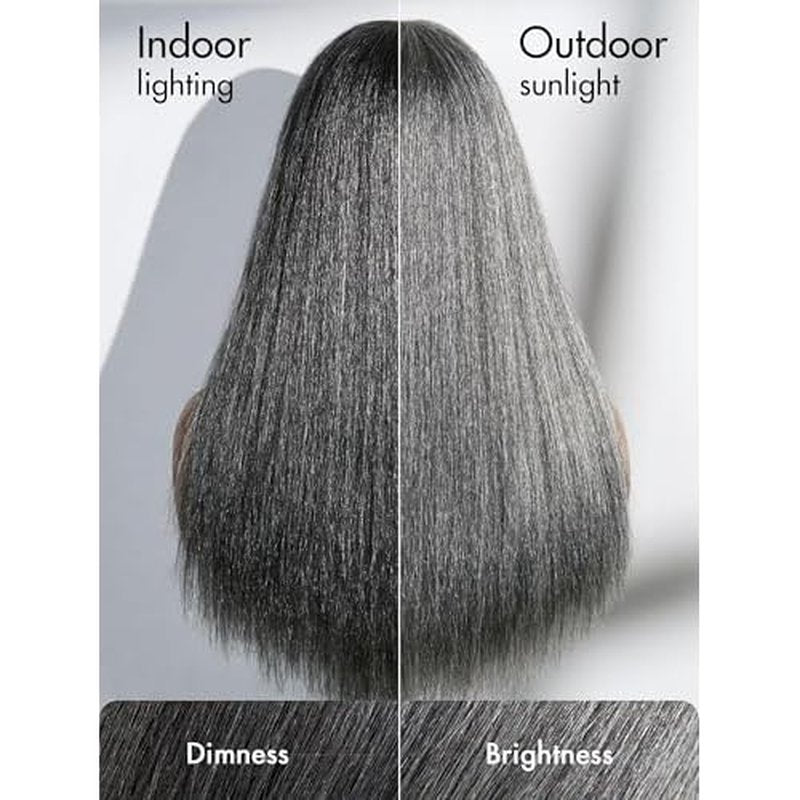 LUVME HAIR 14 Inch Grey Salt & Pepper Silky Straight Wig Human Hair Glueless HD Lace Bob Wig with Mix Grey Color, pre plucked pre cut Lace Ready to Go Wigs For Women