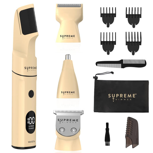 Supreme Trimmer All-in-One Multigroomer | No-Nick, Nose/Ear/Pubic & Full Body Grooming Kit | LCD Display, Rechargeable & Waterproof Men's Hair Trimmer | SMG3040