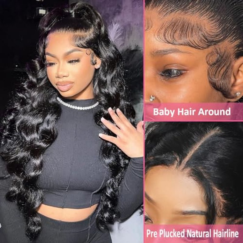 26inch 13x6 HD Lace Front Wigs Human Hair 180% Density Lace Frontal Glueless Wigs with Baby Hair Pre-Plucked Body Wave Wig for Woman