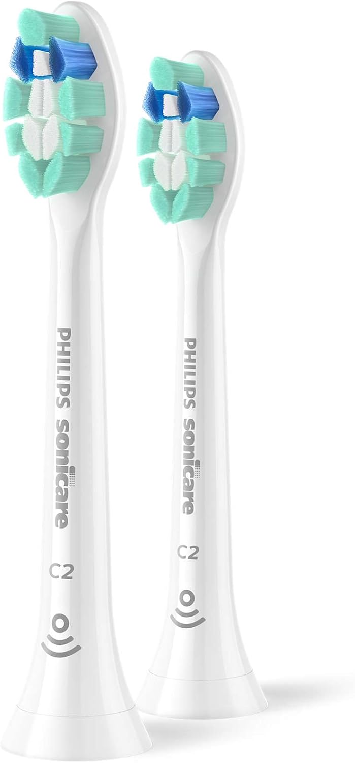 Philips Sonicare C2 Plaque Control - Electric Toothbrush Replacement Heads for Sonicare | 2 Pack, White, HX9022/77