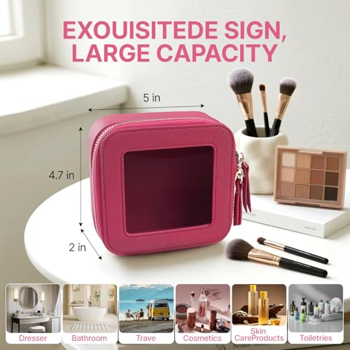 Small Clear Makeup Bag Travel Cosmetic Case, Portable Make Up Organizer Traveling Compact Car Bag for Essentials Transparent Toiletry Bag with Zipper