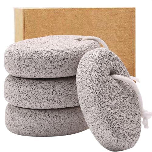 4-Pack Natural Pumice Stone for Feet, Borogo Lava Pedicure Tools Hard Skin Callus Remover for Feet and Hands - Natural Foot File Exfoliation to Remove Dead Skin, Heels, Elbows, Hands