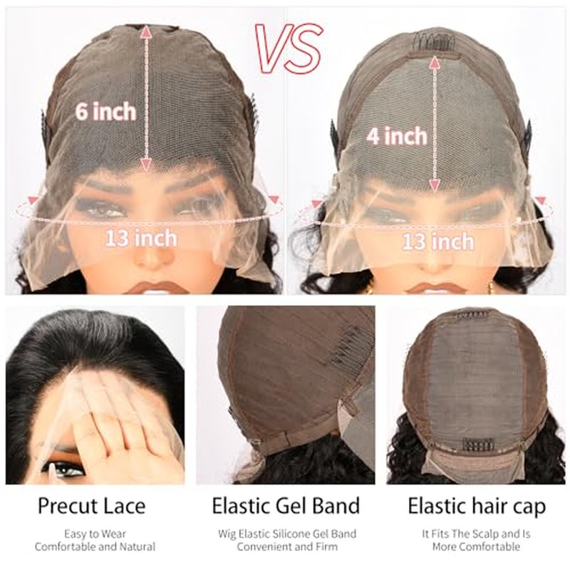 Anderah 28 Inch 13x6 Body Wave Lace Front Wigs Human Hair 13x6 HD Lace Glueless Human Hair Wig Pre Plucked Natural Hairline Brazilian Human Virgin Hair Long Black Body Wave Wig for Women 180% Density