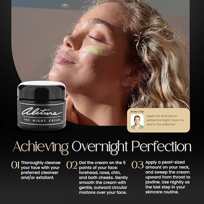 Alitura Hyaluronic Acid Anti-Aging Night Cream ? Hydrating Face Moisturizer with 10% Hyaluronic Acid & Superfoods ? Wrinkle Cream for Women & Men ? Anti-Wrinkle Night Cream for Radiant, Youthful Skin
