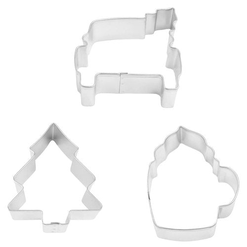 R&M Tree Farm, Christmas Cookie Cutter 3 Piece Set. Includes Christmas Tree, Farm Truck and Mug Cookie Cutter.
